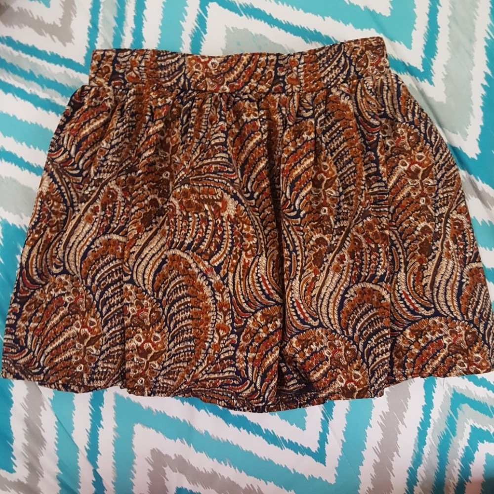 Bohemian pattern brown skirt